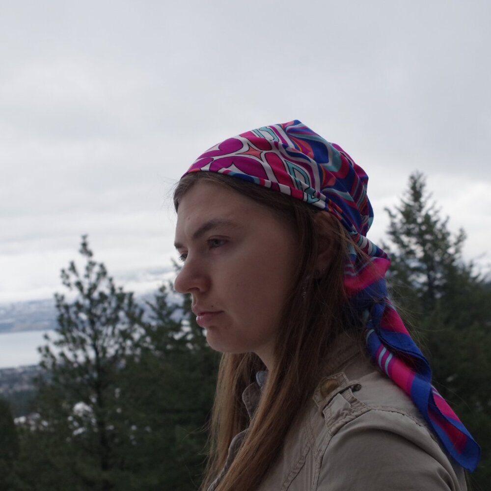 Native American Silk Scarf Vintage 1991 Signed Skemo